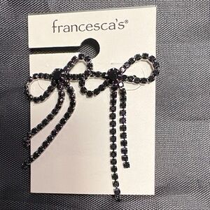 Francesca's Collections Black Bow Earrings